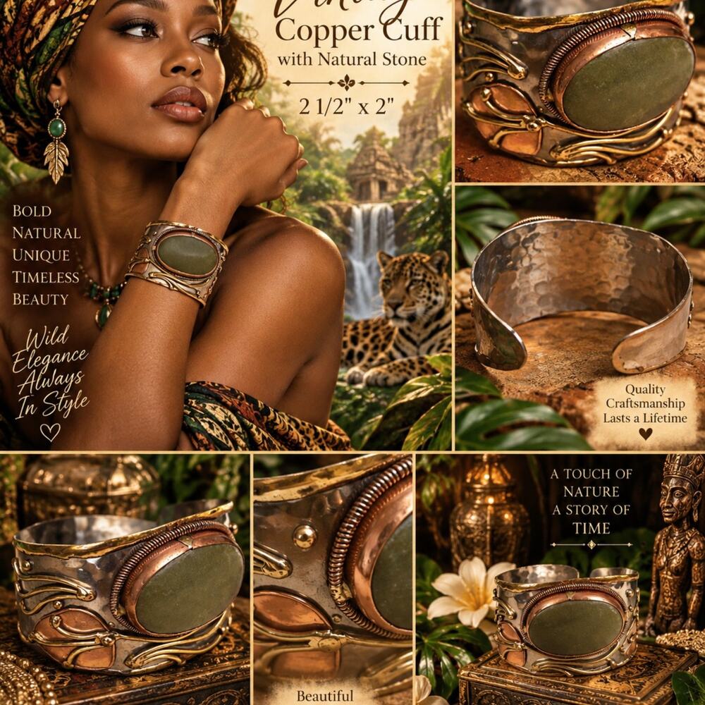 vilntage natural stone cuff bracelet